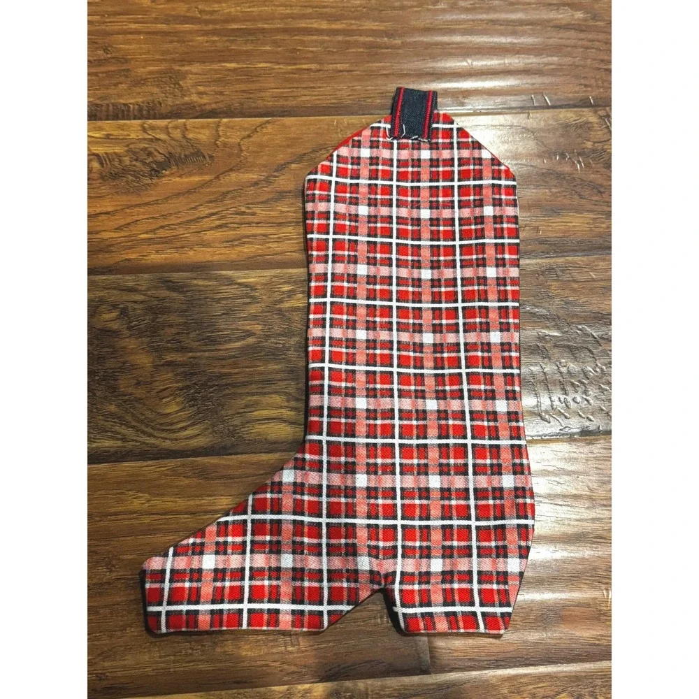 Unbranded Boot Stocking Unisex OS Red Plaid Denim Excellent Western Reversible
